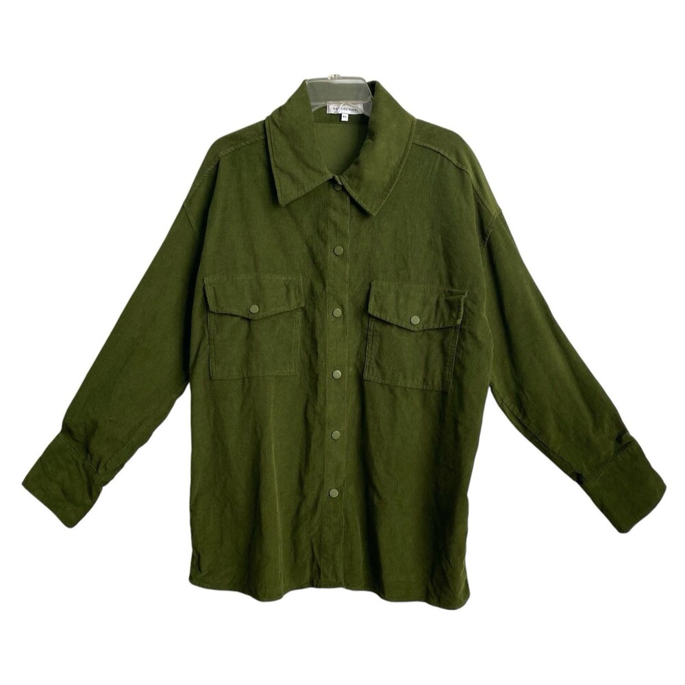 WeWoreWhat Womens Oversized Cotton‎ Corduroy Lightweight Shacket Green M/L NWOT